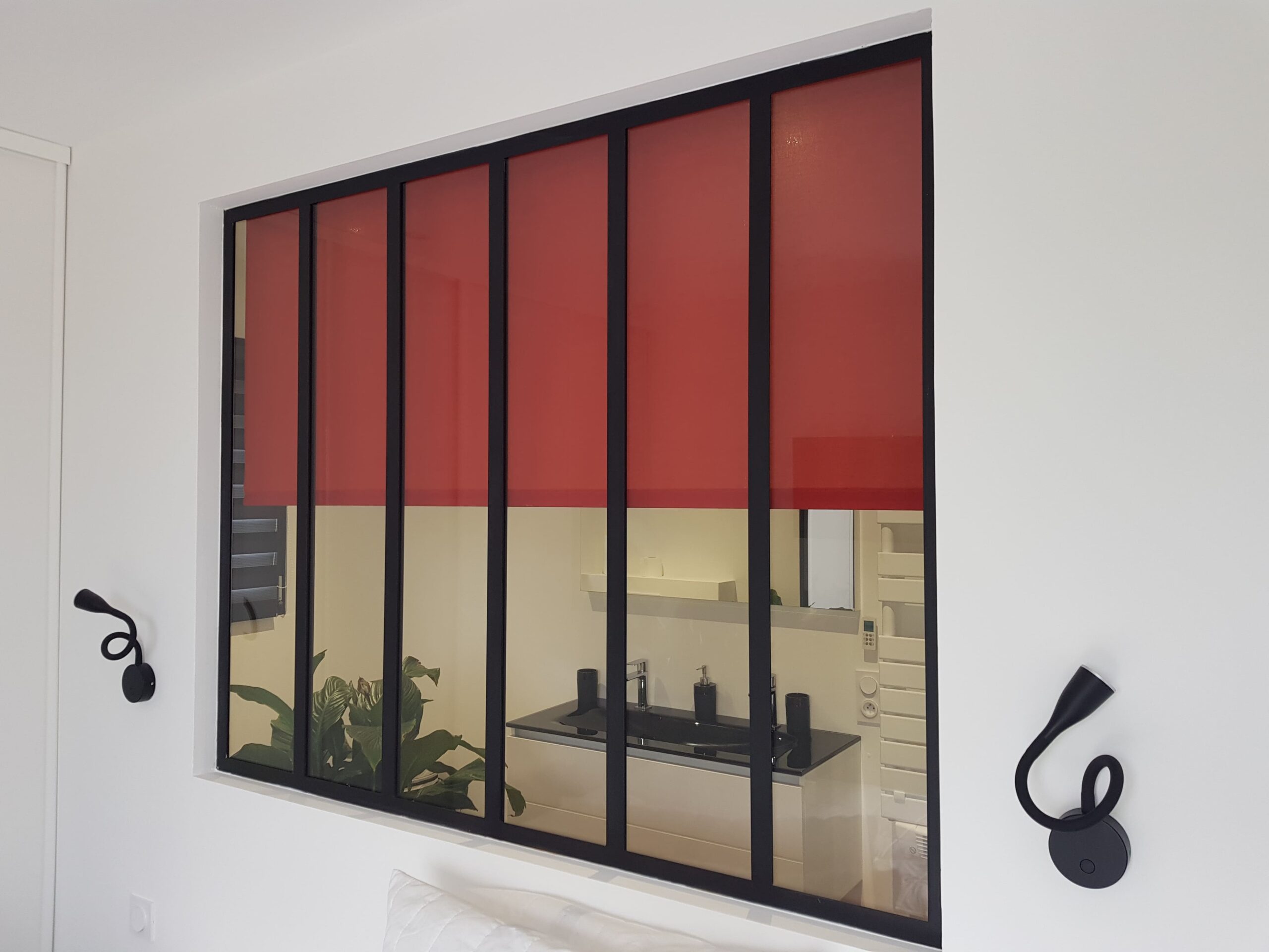 Verrière séparatrice chambre parentale salle de bain