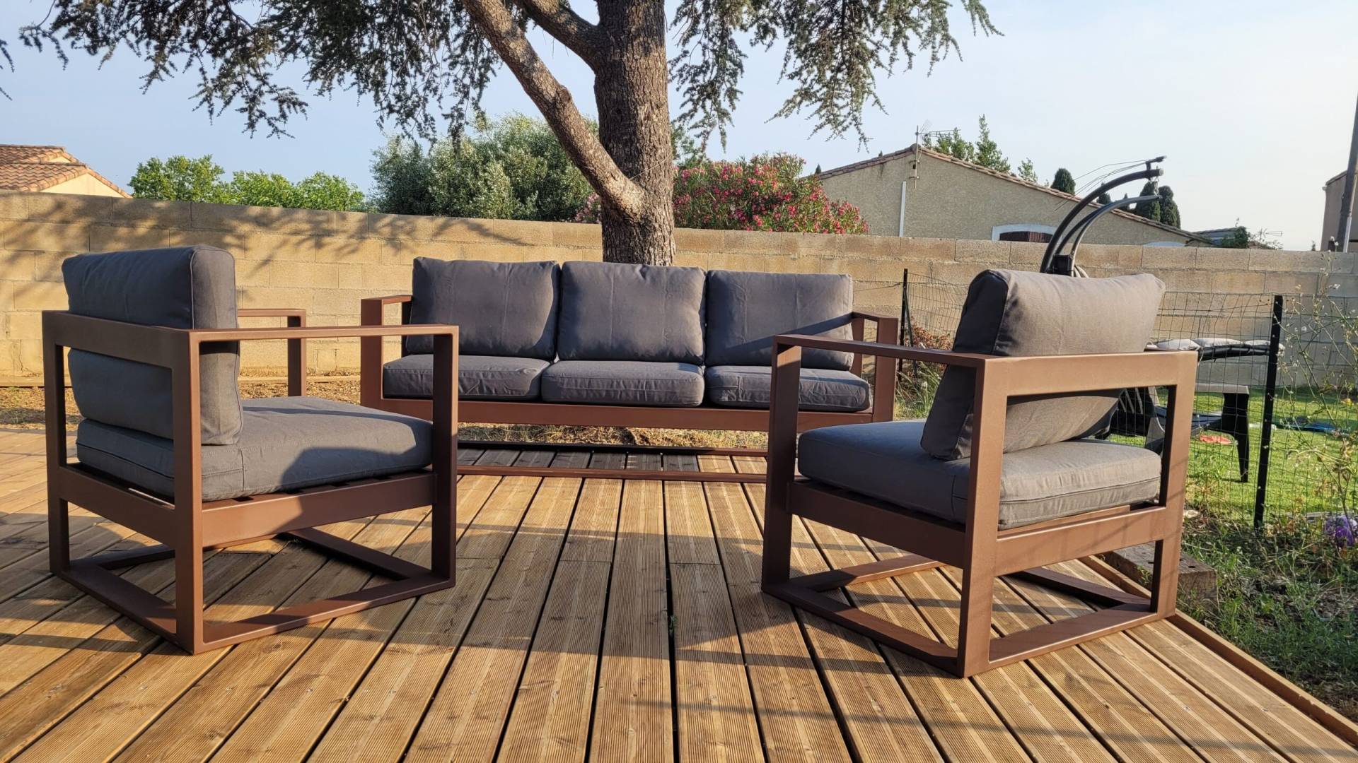 Création d'un salon de jardin fer finition aspect rouille 4